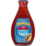 Ortega Taco Sauce Hot – Backyard BBQ Taco & Burger Topping, Salt-Free 16 oz