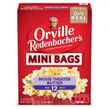 Orville Redenbacher's Mini Bags Movie Theater Butter Popcorn – After-School Snack for Kids and Families, No Artificial Ingredients, 12 Single-Serve Packs