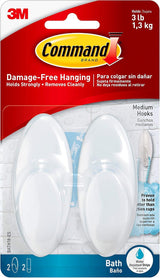 Command Bath Large Towel Hook Value Pack – Clear Frosted Towel Storage for Spa-Inspired Bathroom Decor