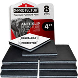 X-PROTECTOR Non Slip Furniture Pads – 12 Premium 3" Grippers for Safer Living Rooms, Stop Sofas and Chairs from Sliding on Hardwood