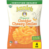 Annie's Organic Cheddar Cheesy Smiles – Non GMO Cheesy Corn Puffs for Office Snack Drawer, 4 oz