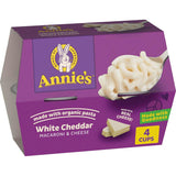 Annie's White Cheddar Mac & Cheese Cups – Organic Microwave Pasta for Kids' Lunchboxes, Single-Serve Snack for School