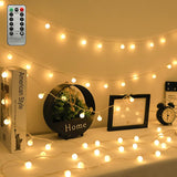 ZIMINGU LED Ball String Lights – Cozy Living Room Decor with Warm 2700K Globe Bulbs, USB Powered Fairy Lights for Bedroom Aesthetic