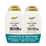 OGX Coconut Milk Shampoo & Conditioner Set – Thoughtful Birthday Gift for Women, Hydrating Hair Care Present for Her Bathroom