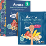 Amara Organic Baby Food Stage 2 Oats & Berries Simple Five Ingredient Pouch for Uncluttered Kitchens, 3.5oz 5-Count