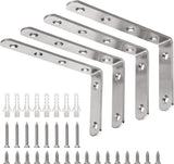 YUMORE Stainless Steel L Bracket – Brushed Nickel Shelf Brace for Modern Living Room Decor, 5 x 3 in Pack of 4