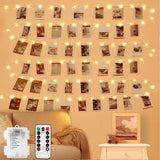 LECLSTAR Photo Clip String Lights – Romantic Valentine's Day Gift for Her, Warm White Fairy Lights with 50 Clips and Remote