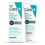 CeraVe Acne Foaming Cream Cleanser, Streamlined Benzoyl Peroxide Wash for a Clutter-Free Vanity
