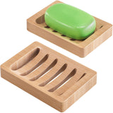 AmazerBath Bamboo Soap Holder 2 Pack – Clean Line Soap Dish for Uncluttered Kitchen Sink