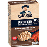 Quaker Protein Instant Oatmeal Maple Brown Sugar – 12g Protein Mindful Breakfast Swap for Sugar-Laden Cereals, 100% Whole Grain Packets