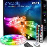 phopollo LED Strip Lights 25FT-200FT – Smart App-Controlled Ambient Lighting for Modern Living Room Aesthetic, Music Sync Accent Decor