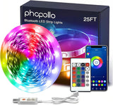 phopollo LED Strip Lights – Bedroom Aesthetic Mood Lighting, Cuttable RGB Backlight for Headboard and Ceiling