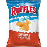Ruffles Potato Chips Cheddar & Sour Cream – Fun Hostess Gift for Super Bowl Watch Parties and Game Day Hosts, 12.5 oz Party Bag