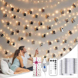 Photo Clip String Lights 40FT - Cozy Bedroom Decor with Warm White LED Fairy Lights, USB Powered Dorm Wall Aesthetic with 50 Clips