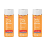 Neutrogena Body Clear Acne Body Wash – Teen Body Acne Wash for Family Bathroom, Gentle Unscented 3-Pack