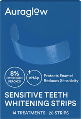 Auraglow Low Sensitivity Whitening Strips – Gentle 14-Day Course with Nano Hydroxyapatite for Your Evening Wind-Down Routine