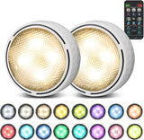 Brilliant Evolution Battery Operated Puck Lights – Cozy Bedroom Decor LED with Color Changing Mood Lighting