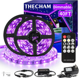 Aogiftr UV Blacklight Strip – Bedroom Aesthetic Lighting with Remote, 20FT 40FT 80FT Flexible Glow Decor