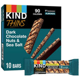 KIND THINS Dark Chocolate Nuts & Sea Salt Bars – Clean-Ingredient Pantry Staple for Intentional Snacking, Non-GMO, 10 Count