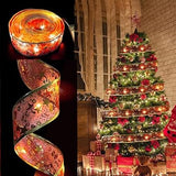 ANJAYLIA Ribbon Lights for Christmas Tree – Cozy Living Room Decor, 32ft Gold Edge LED Mesh Ribbon for Holiday Styling