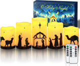 Homemory Nativity Flameless Candles - Thoughtful Christian Faith-Inspired Christmas Gift for Mom, Hostess Set of 5 with Remote
