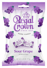Regal Crown Sour Grape Hard Candy | Individually Wrapped Lunch Box Treat for Kids | Kid-Safe Portion-Controlled Snack, 6.25oz Peg Bag (28 Pieces)
