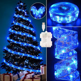 Otomix 66ft Gold Glitter Organza Ribbon Lights – Sheer Elegant Christmas Garland for Living Room Mantel and Stairway
