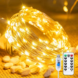 Minetom Twinkle Fairy Lights – 33 ft Warm Bedroom Decor with 8 Modes and Remote, USB Plug-in String Lights for Cozy Home Ambiance