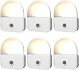 LuminAura 6-Pack Plug-in Night Light with Dusk to Dawn Sensor, Auto On/Off Hallway and Stair Safety Lighting for Elderly and Kids