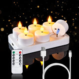 Homemory Rechargeable Tea Lights — Cozy Living Room Centerpiece Glow with Realistic 3D Flicker