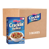Kellogg's Cracklin' Oat Bran Breakfast Cereal, Fiber Cereal, Family Cereal, Original (3 Boxes) – Quick Desk Snack for Busy Home Office