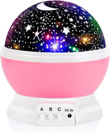 StarryBeam Kids Night Light Projector – 360° Rotating Star Lamp for Nursery, Toddler Bedroom and Playroom, 12 Colors 9 Modes, USB and Battery Powered