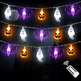 LampLustre Halloween Lights Battery Operated 16FT 30 LED 3D Pumpkin Bat Ghost - Waterproof IP65 Outdoor String Lights for Patio, Porch, and Garden