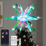 Christmas Star Tree Topper – Living Room Holiday Centerpiece, Music Sync RGB Crystal 3D Light