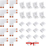 JACKYLED L Shape LED Strip Connectors for Living Room Accent Lighting and Bedroom Decor, 10mm 4-Pin RGB Corner Kit