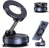 Vacuum Magnetic Suction Phone Holder – Hands-Free Magnetic Phone Stand for Home Office Video Calls, Black