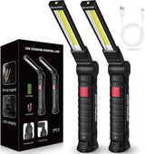 LED Work Light Rechargeable Flashlight – Versatile Camping and Hiking Lantern with 5 Modes, 1200-Lumen Magnetic Base for Campsite and Trail, 2-Pack