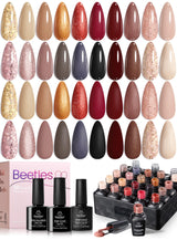 Beetles Holiday Gel Manicure Set - 24 Color Chameleon Pearl Shimmer Polish Collection with Lamp and Top Coats for Mom Daughter Girlfriend Presents