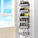 MagnetBrand Magnetic Spice Rack for Refrigerator – 4-Tier Minimalist Kitchen Organizer, Matte Black Wall-Free Storage