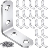 SleekFix L Bracket Corner Brace Set - Brushed Stainless Steel Joint Reinforcement for Built-In Bookshelves and Living Room Furniture