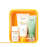 Anua Sun-Ready Travel Kit, Evening Self-Care Ritual with Heartleaf Cleansing Oil Foam and SPF 50 Protection