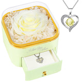 Beferr Preserved Real Rose and Zircon Pendant – Uncluttered Anniversary Gift, Minimal Vanity Accent
