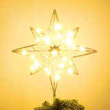 hogardeck Lighted Gold Snowflake Tree Topper – Thoughtful Christmas Gift for Mom and Grandma, Battery Operated Holiday Decor with Timer