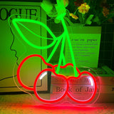 Cherry Neon Sign - Cute Birthday Gift for Her, USB LED Wall Decor for Bedroom