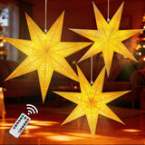 5Pcs Paper Snowflake Lanterns – Cozy Living Room Holiday Decor with LED Glow, Fold-Flat Star Ornaments for Christmas Mantle and Window