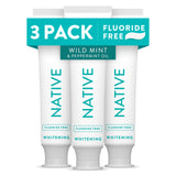 Native Fluoride Free Toothpaste – Minimalist Clean Bathroom Essentials with 12 Ingredients, 4.1oz (Pack of 3)