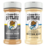 Dan-O's Outlaw Seasoning 2 Bottle Combo – Butter Dust & Butter Steak for Patio Grilling and Tailgate Cookouts