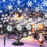 GUSODOR Triple-Head Snowflake Projector Light – Portable Outdoor Patio and Camping Holiday Decor
