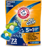 Arm & Hammer Plus OxiClean 5-in-1 Laundry Detergent Power Paks for Clutter-Free Homes, Single-Pod Laundry Solution