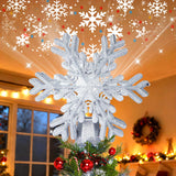 FrostyGlow Christmas Tree Topper – Enchanting Holiday Gift for Mom and Grandparents, Lighted Rotating Snowflake with Projector